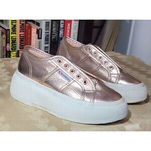Superga 2790 PLATFORM Rose Gold Fashion Sneaker Matte METALLIC US 6 NEW